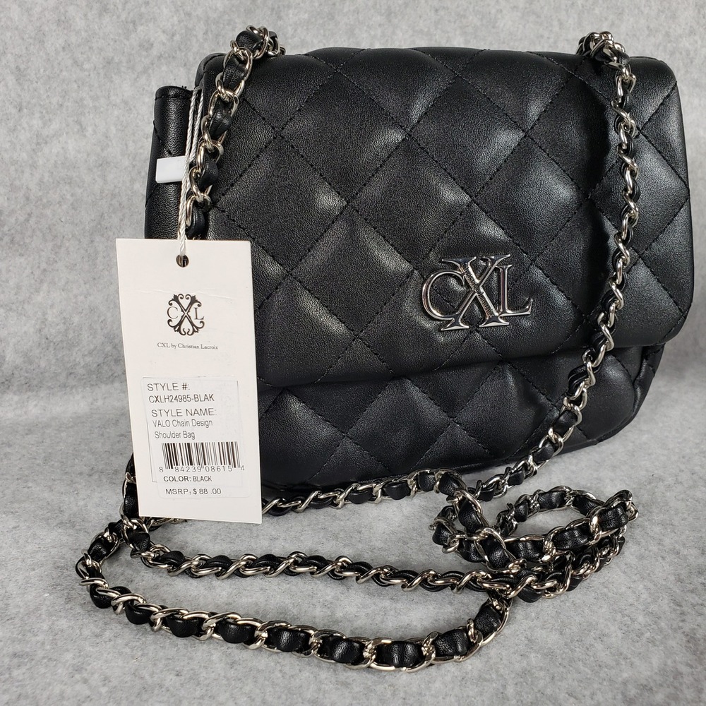 CXL Christian Lacroix Women Bag VALO Chain Design Shoulder Bag Sm Black Quilted - Picture 3 of 8